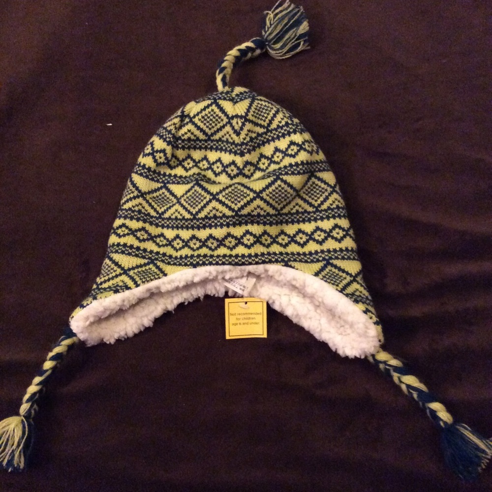 Lime green and blue hat